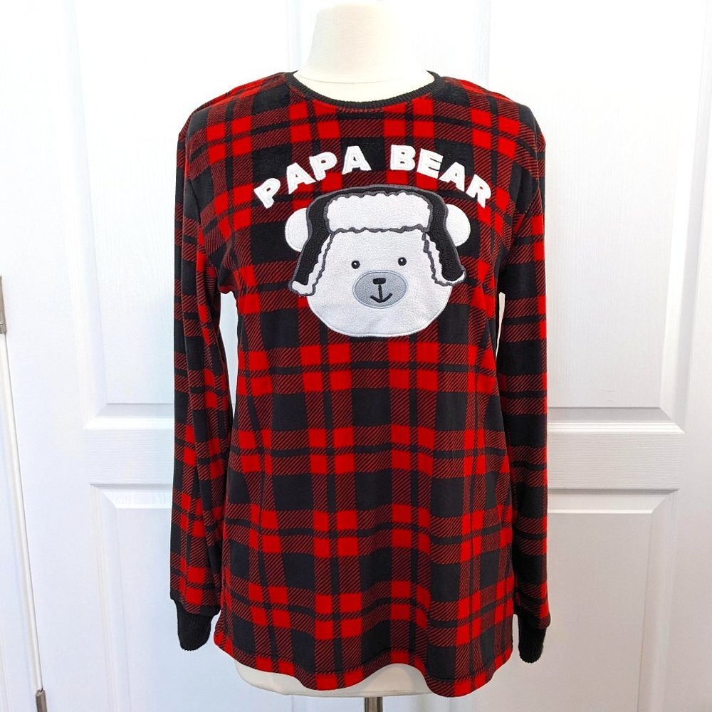 Cuddl Duds Jammies for your Families Papa Bear Top, Buffalo Plaid, Small